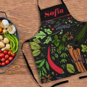 Specerijen patroon aangepaste naam zwart schort