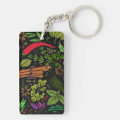 Specerijen patroon aangepaste naam zwart sleutelhanger (achterkant)