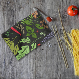 Specerijen patroon aangepaste naam zwart theedoek