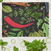 Specerijen patroon aangepaste naam zwart theedoek (Gevouwen)