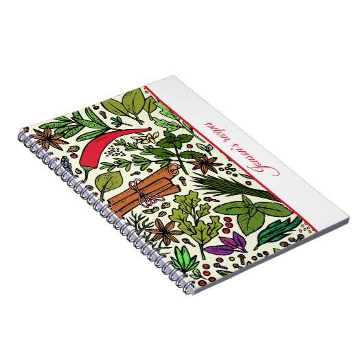 Specerijen patroonkeukennaam Spiral Photo Notitieb Notitieboek (Rechterzijde)