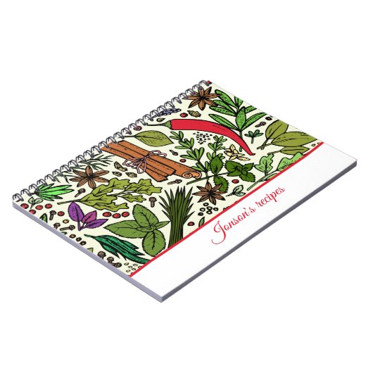 Specerijen patroonkeukennaam Spiral Photo Notitieb Notitieboek (Linkerzijde)