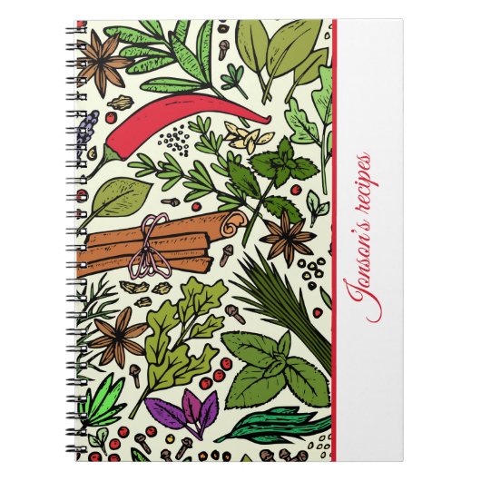 Specerijen patroonkeukennaam Spiral Photo Notitieb Notitieboek (Voorkant)