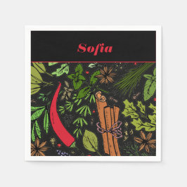 Specerijen peper patroon naam zwart servet