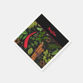 Specerijen peper patroon naam zwart servet (Hoek)