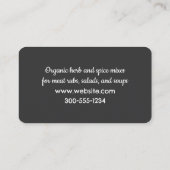 Specerijen persoonlijke chef-kok visitekaartje (Achterkant)