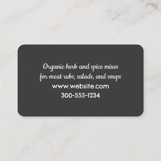 Specerijen persoonlijke chef-kok visitekaartje (Achterkant)