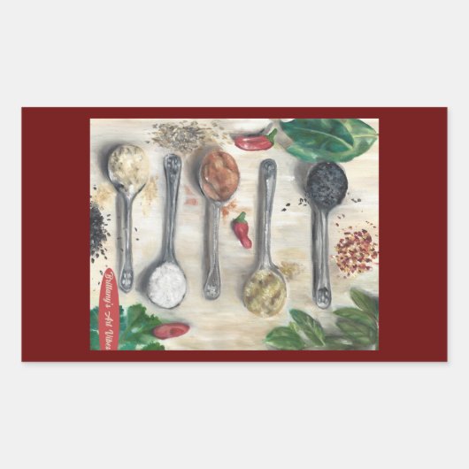 Specerijen Sticker met Maroon Achtergrond (Voorkant)