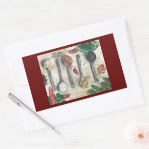 Specerijen Sticker met Maroon Achtergrond