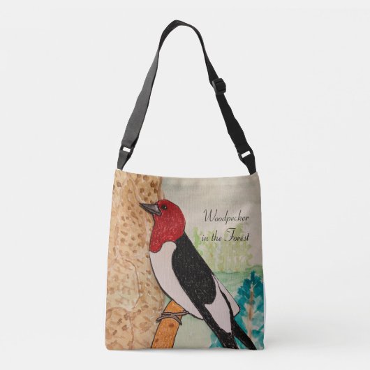 Specht in het bos crossbody tas (Achterkant)