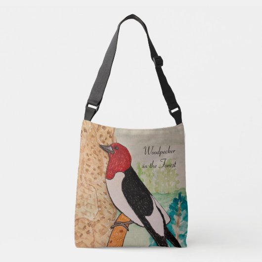 Specht in het bos crossbody tas (Voorkant)