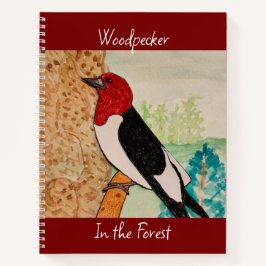 Specht in het bos Deep Red Notitieboek