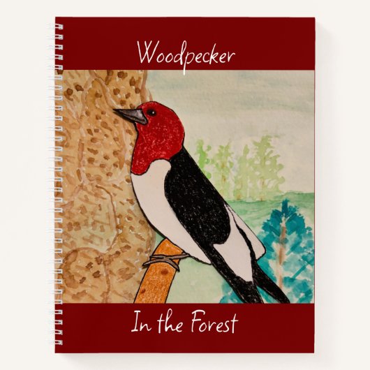 Specht in het bos Deep Red Notitieboek (Voorkant)