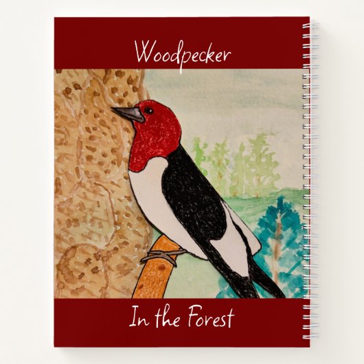 Specht in het bos Deep Red Notitieboek (Achterkant)