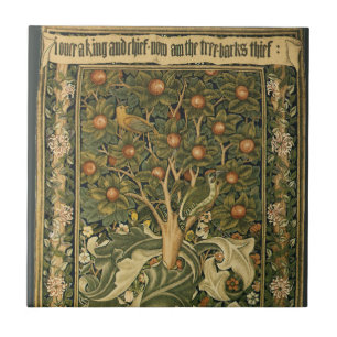 Specht van William Morris, Vintage Textielkunst Tegeltje