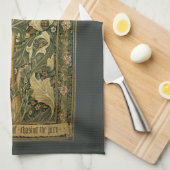 Specht van William Morris, Vintage Textielkunst Theedoek (Quarter Fold)