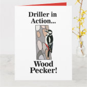 specht vogel grappig kaart (Gele Bloem)