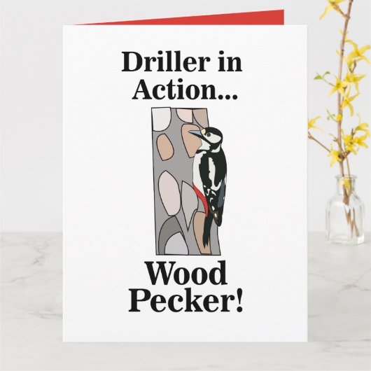 specht vogel grappig kaart (Gele Bloem)