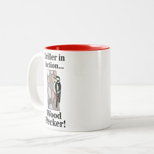 specht vogel grappig tweekleurige koffiemok (Voorkant links)