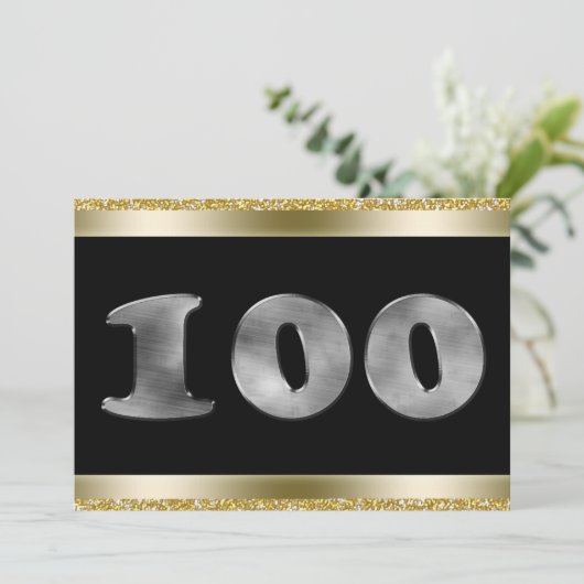 Speciaal 100e verjaardag Silver Number 100 Kaart (Staand voorkant)
