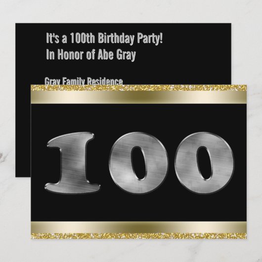 Speciaal 100e verjaardag Silver Number 100 Kaart (Voorkant / Achterkant)