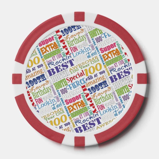 Speciaal 100e verjaardagsfeest gepersonaliseerd mo poker chips (Voorkant)