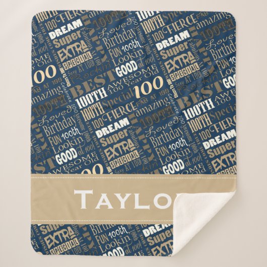 Speciaal 100e Verjaardagsfeestje Foto Monogram Sherpa Deken (Voorkant)