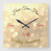 Speciaal 10th Wedding-Jubileum  Vierkante Klok (Voorkant)