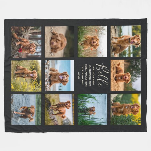 Speciaal 11 Foto Collage Black Fleece Deken (Voorkant (Horizontaal))