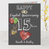 Speciaal 15e jaar Crystal Jubileum Card Kaart (Gele Bloem)