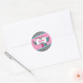 Speciaal 1950-scherm Retro Diner Pink & Blauwgroen Ronde Sticker (Envelop)