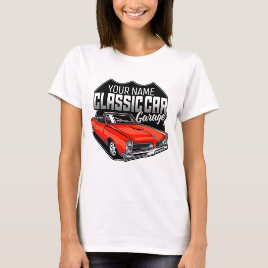 Speciaal 1966 GTO Classic Car Garage T-shirt (Voorkant)