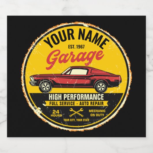 Speciaal 1967 Fastback Red Classic Car Garage Bier Etiket (Enkel label)