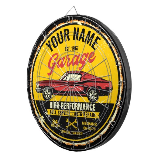 Speciaal 1967 Fastback Red Classic Car Garage Dartbord (Voorkant Rechts)