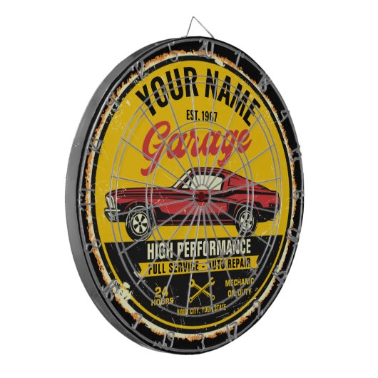 Speciaal 1967 Fastback Red Classic Car Garage Dartbord (Voorkant Links)