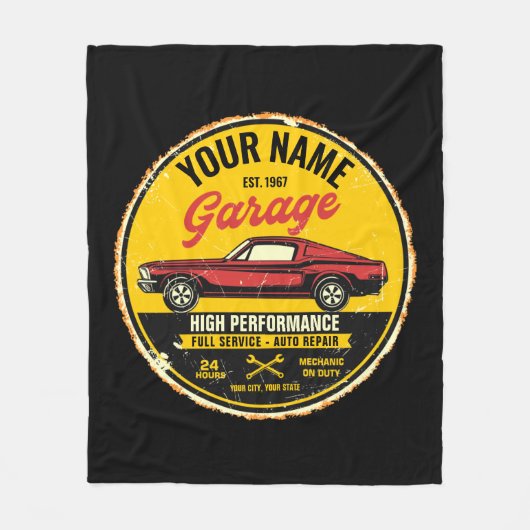 Speciaal 1967 Fastback Red Classic Car Garage Fleece Deken (Voorkant)