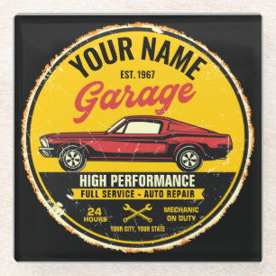 Speciaal 1967 Fastback Red Classic Car Garage Glazen Onderzetter