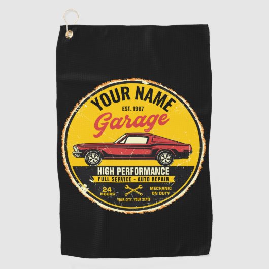 Speciaal 1967 Fastback Red Classic Car Garage Golfhanddoek (Voorkant)