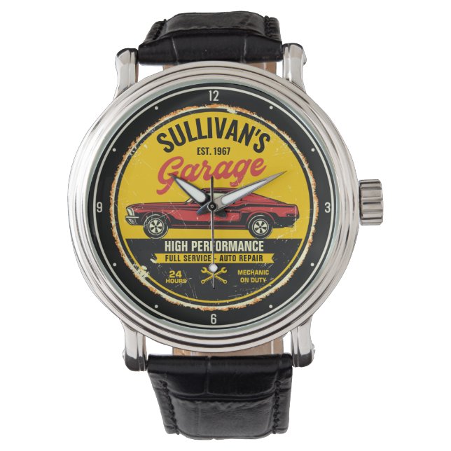 Speciaal 1967 Fastback Red Classic Car Garage Horloge (Voorkant)