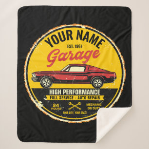 Speciaal 1967 Fastback Red Classic Car Garage Sherpa Deken