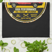 Speciaal 1967 Fastback Red Classic Car Garage Theedoek (Gevouwen)