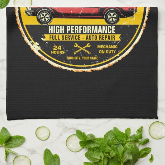 Speciaal 1967 Fastback Red Classic Car Garage Theedoek (Gevouwen)