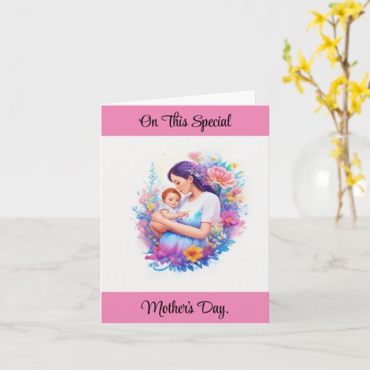 Speciaal 1e Moederdag Wenskaart Kaart (Gele Bloem)