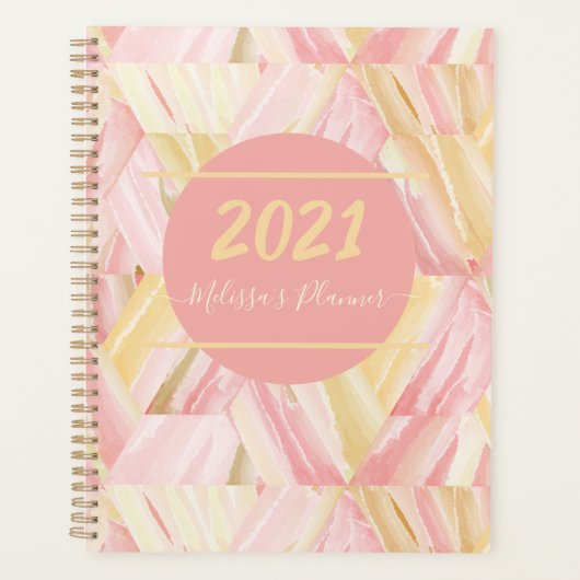 Speciaal 2021 Abstract kunstpatroonroonroos Gold Planner (Voorkant)