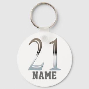 Speciaal 21e verjaardag Silver   Nummer 21 Sleutelhanger