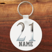 Speciaal 21e verjaardag Silver | Nummer 21 Sleutelhanger (Voorkant)