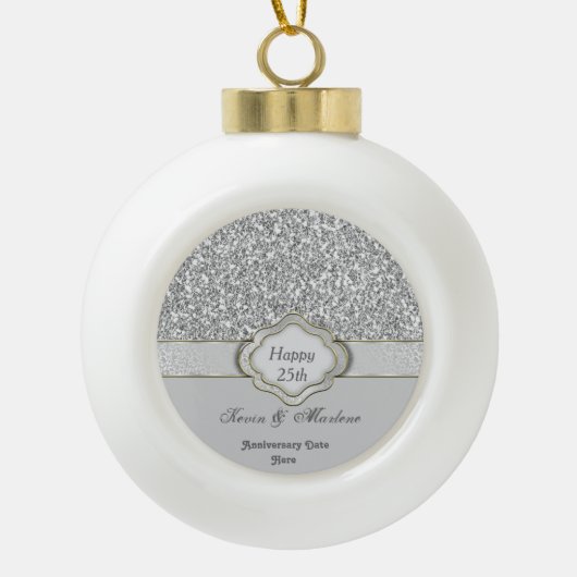 Speciaal 25e Jubileum keramisch siermiddel Keramische Bal Ornament (Voorkant)