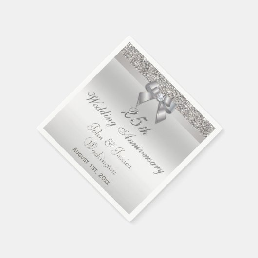 Speciaal 25th Silver Wedding Jubileum Servetten (Hoek)