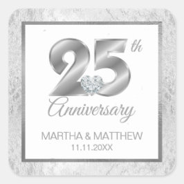 Speciaal 25th Silver Wedding Jubileum Vierkante Sticker