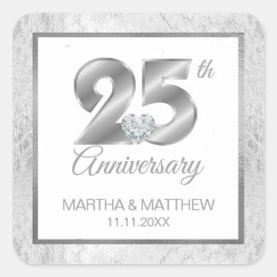 Speciaal 25th Silver Wedding Jubileum Vierkante Sticker